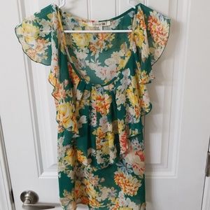 Flowy green floral top